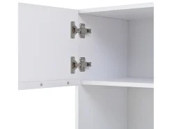 Vitrina blanca con 1 puerta de acrílico, estantes de almacenamiento y luz LED