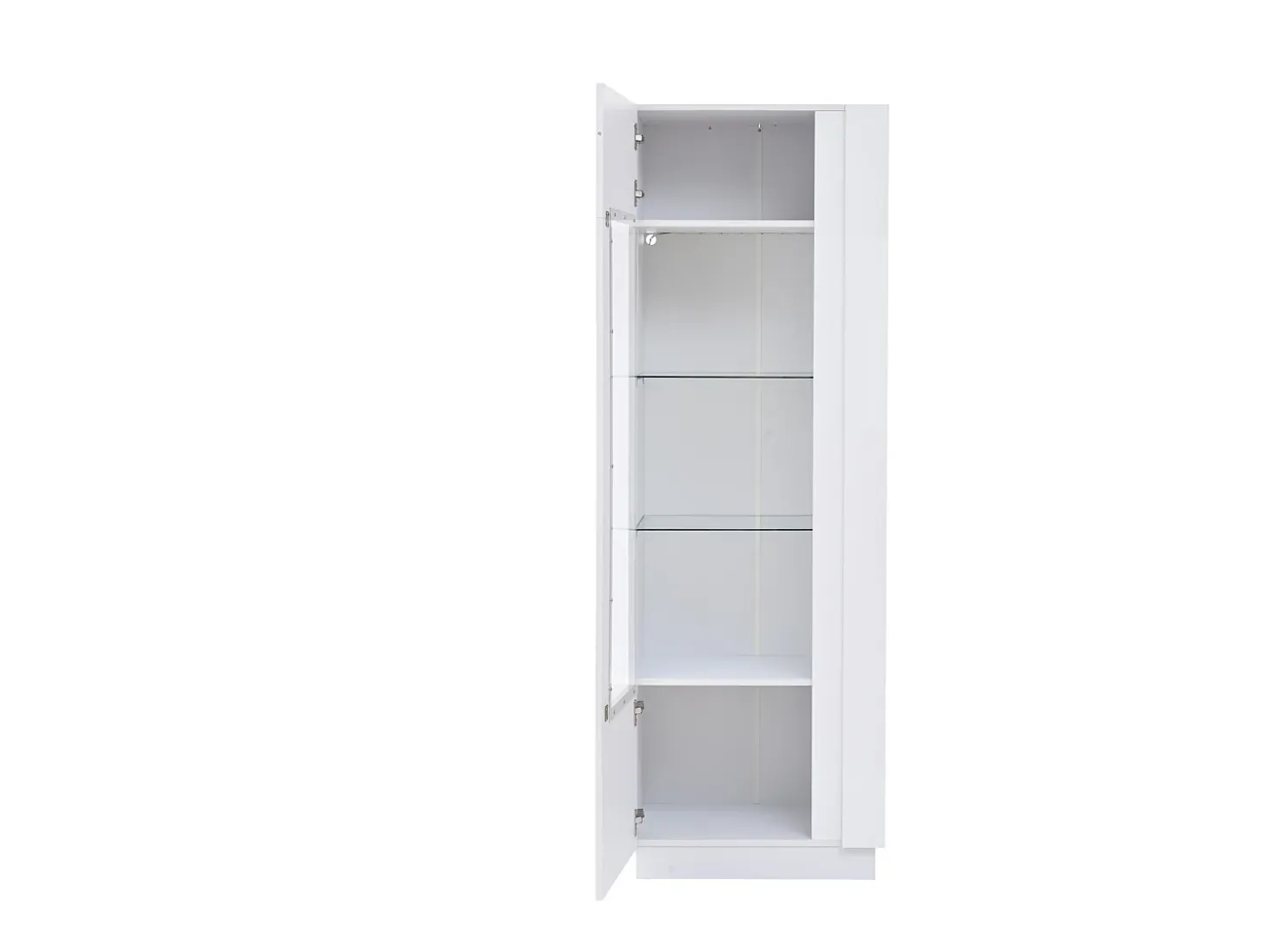 Vitrina blanca con 1 puerta de acrílico, estantes de almacenamiento y luz LED