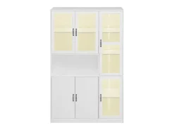 Vitrina blanca con LED, 9 espacios de almacenaje, MDF, blanco (120x40x200 cm)