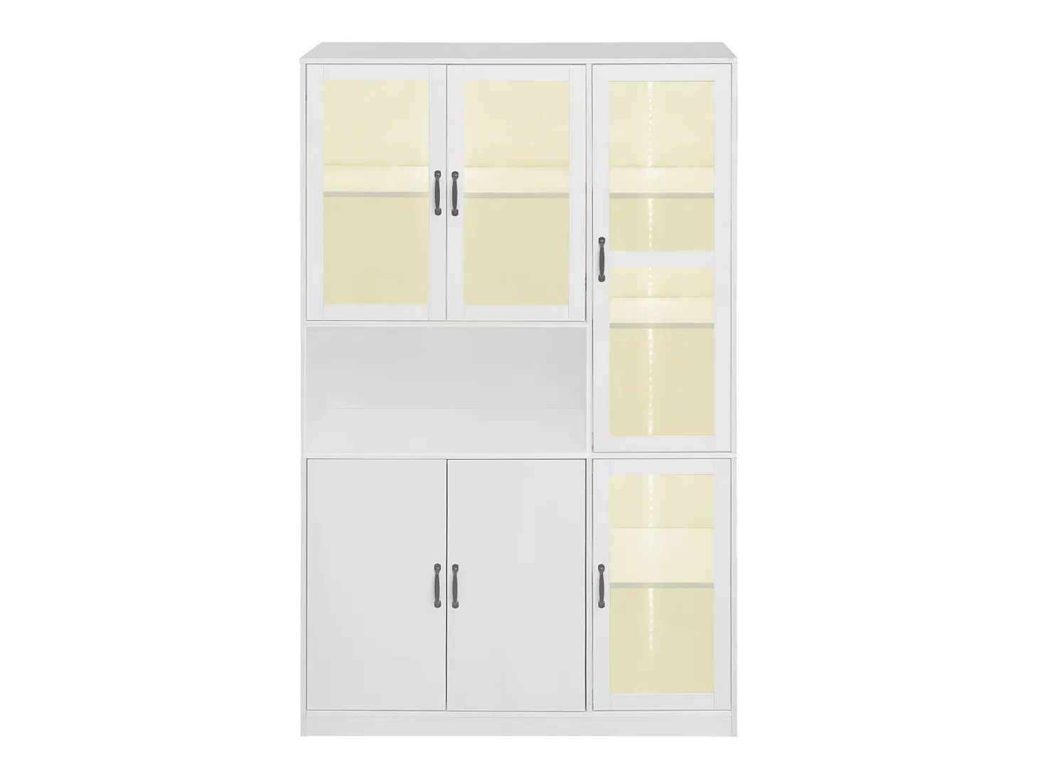 Vitrina blanca con LED, 9 espacios de almacenaje, MDF, blanco (120x40x200 cm)