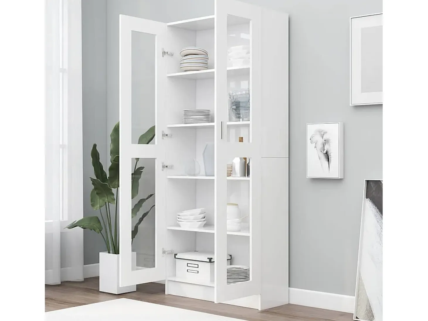 Vitrina Blanca 82,5x30,5x185,5 cm Madera de ingeniería