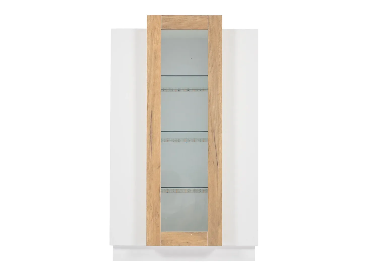 Vitrina blanca 74x40x120cm con 3 puertas, 1 de ellas acrílica, estantes de cristal, LED incluido