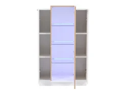 Vitrina blanca 74x40x120cm con 3 puertas, 1 de ellas acrílica, estantes de cristal, LED incluido