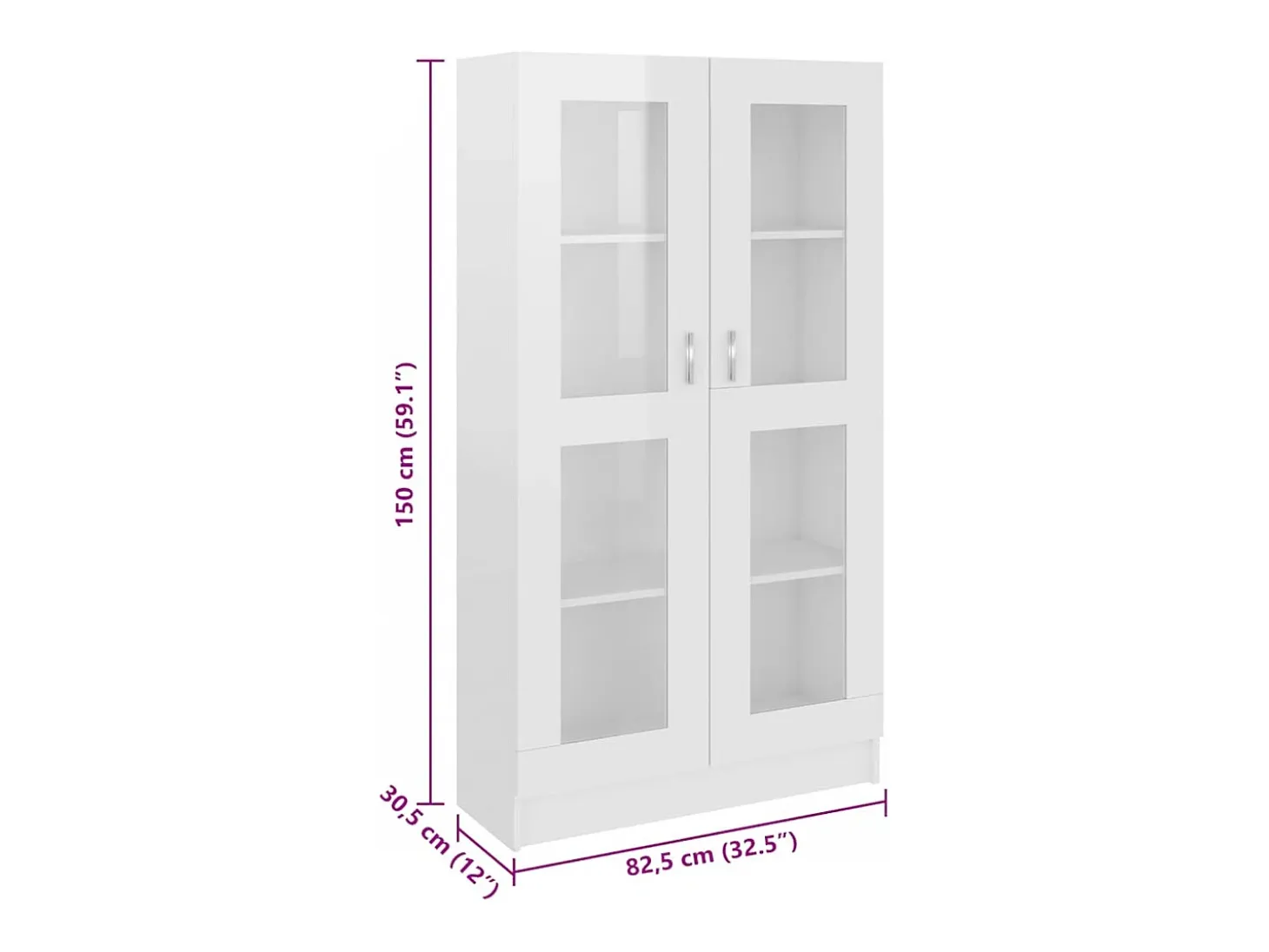 Vitrina Blanco brillo 82,5x30,5x150 cm Madera de ingeniería