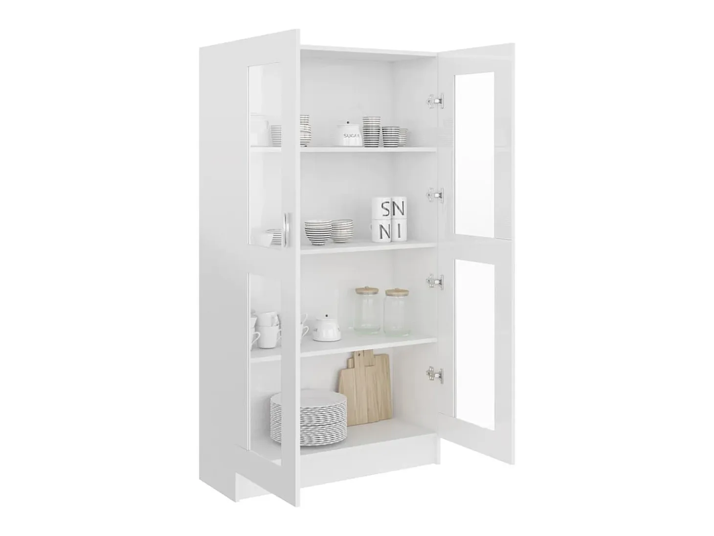 Vitrina Blanco brillo 82,5x30,5x150 cm Madera de ingeniería