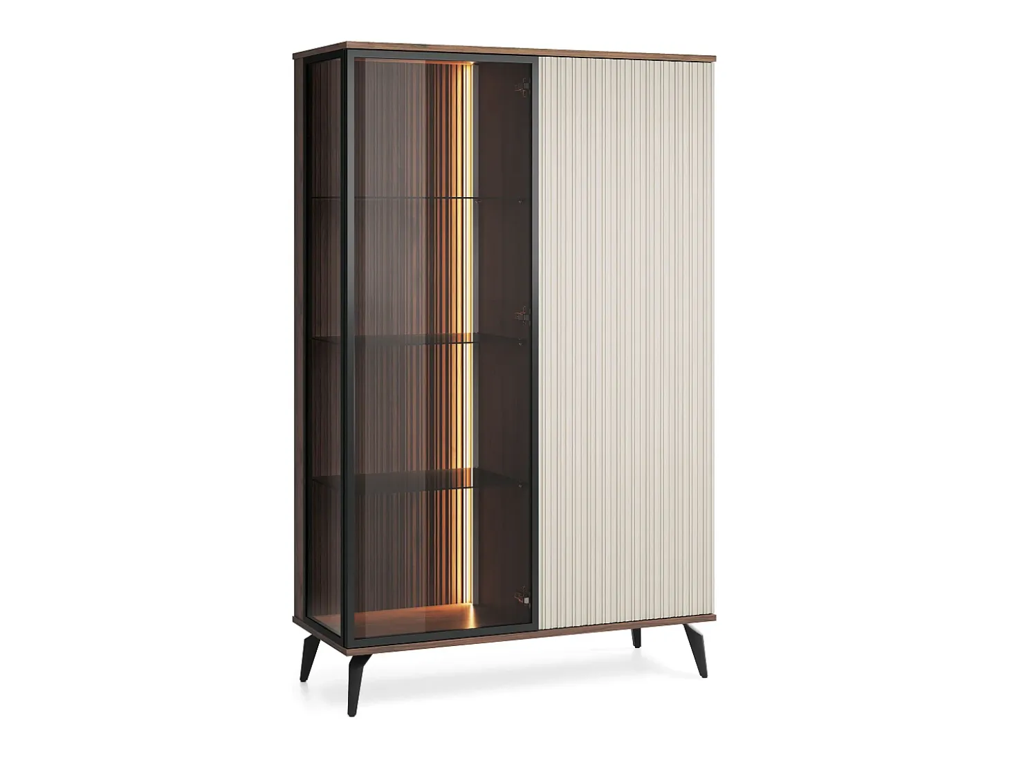Vitrina, cachemira/nogal de Warmia, 103 x 162 x 39 cm