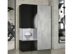 Vitrina Cómoda Morena, cuerpo en negro mate/ puerta derecha e inserción con apariencia de óxido de hormigón