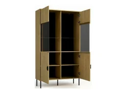 Vitrina color roble con puertas de vidrio - Colección MONDO
