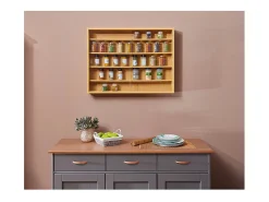 Vitrina Comit para colgar en la pared, 2 puertas de cristal, decoración haya.