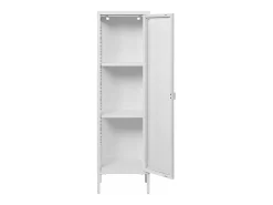 Vitrina con 1 puerta de cristal, acero blanco, 40 x 35 x 140 cm