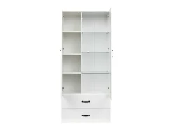 Vitrina con 2 puertas y 2 cajones y LED - Alto 180cm - Blanco