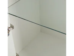 Vitrina con 2 puertas y estantes de cristal, cuerpo lacado en blanco, LED incluido - 61x42x162cm