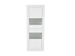 Vitrina con 2 puertas y estantes de cristal, cuerpo lacado en blanco, LED incluido - 61x42x162cm