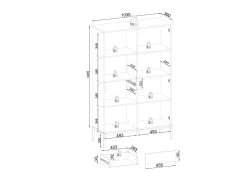 Vitrina con 2 puertas y LED integrado Negro y Roble 104x166 cm