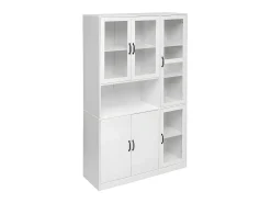 Vitrina con iluminación LED - estantes con 6 puertas - Al. 200 cm - Blanco