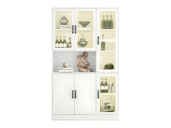 Vitrina con iluminación LED - estantes con 6 puertas - Al. 200 cm - Blanco