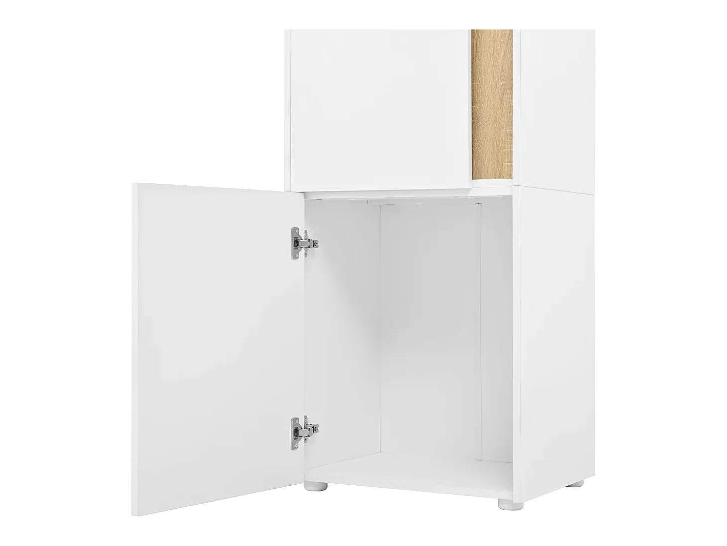Vitrina con iluminación LED y 2 puertas - Para salón, despacho y cocina - Blanco y natural 50 x 40 x 179 cm