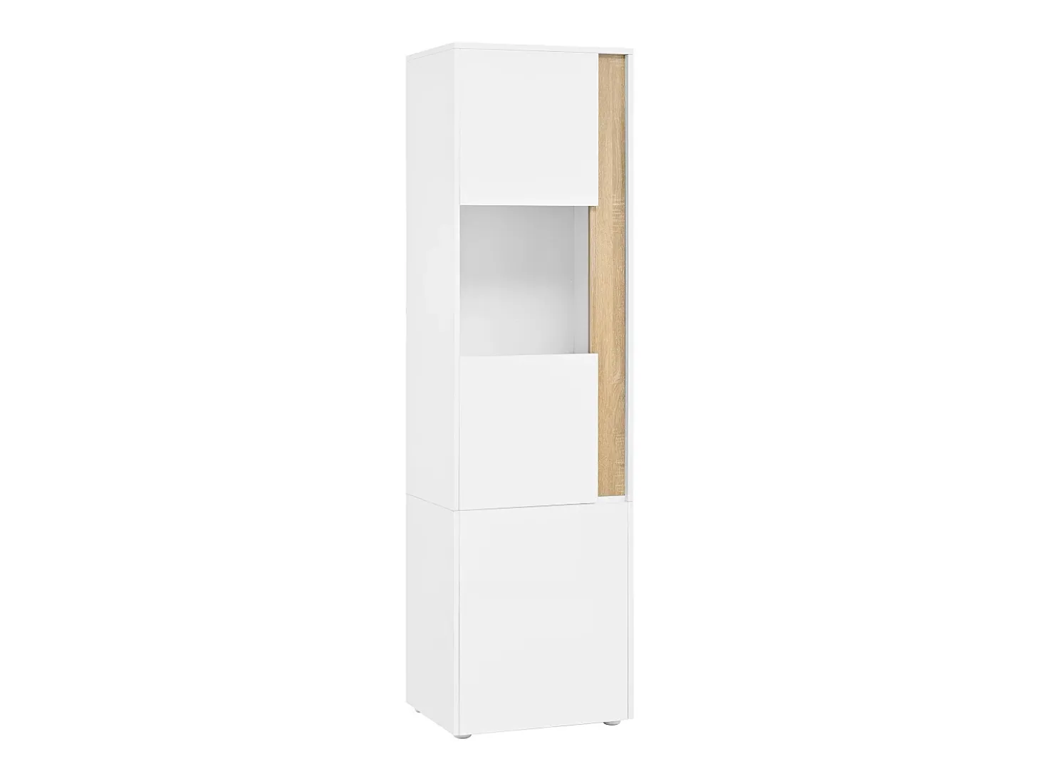 Vitrina con iluminación LED y 2 puertas - Para salón, despacho y cocina - Blanco y natural 50 x 40 x 179 cm