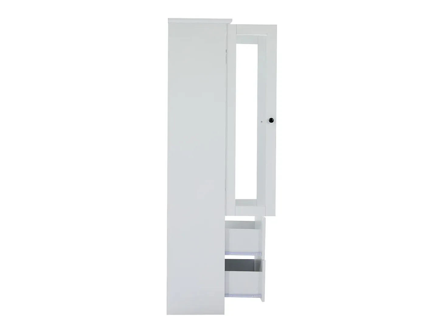 Vitrina con iluminación LED de 16 colores, 2 cajones y 2 puertas de cristal - Blanca