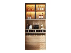 Vitrina con iluminación LED, puertas de cristal, MDF, natural (80x40x180 cm)