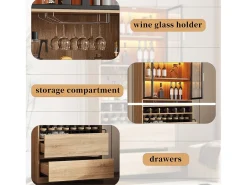 Vitrina con iluminación LED, puertas de cristal, MDF, natural (80x40x180 cm)