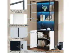 Vitrina con LED - 4 Puertas + 1 Hueco - Antivuelco - Color y Brillo Ajustable 80x30x200cm