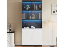Vitrina con LED - 4 Puertas + 1 Hueco - Antivuelco - Color y Brillo Ajustable 80x30x200cm