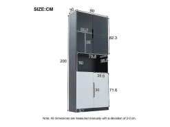 Vitrina con LED - 4 Puertas + 1 Hueco - Antivuelco - Color y Brillo Ajustable 80x30x200cm
