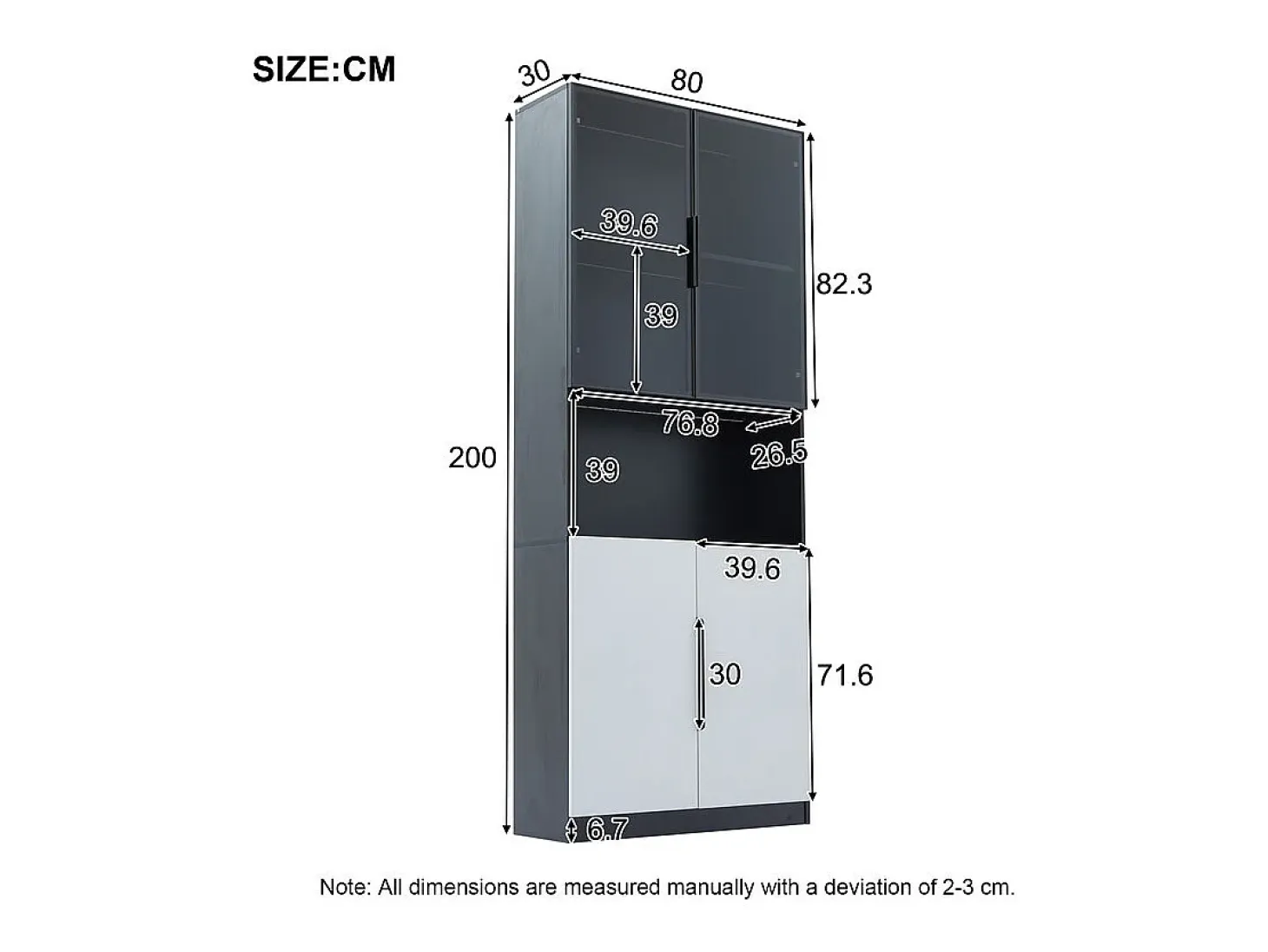 Vitrina con LED - 4 Puertas + 1 Hueco - Antivuelco - Color y Brillo Ajustable 80x30x200cm