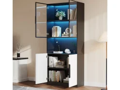 Vitrina con LED - 4 Puertas + 1 Hueco - Antivuelco - Color y Brillo Ajustable 80x30x200cm