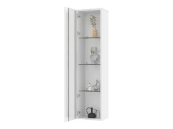 Vitrina con puerta acrílica e iluminación LED - estantes de cristal - Blanco 40 x 29 x 170 cm