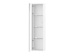 Vitrina con puerta acrílica e iluminación LED - estantes de cristal - Blanco 40 x 29 x 170 cm