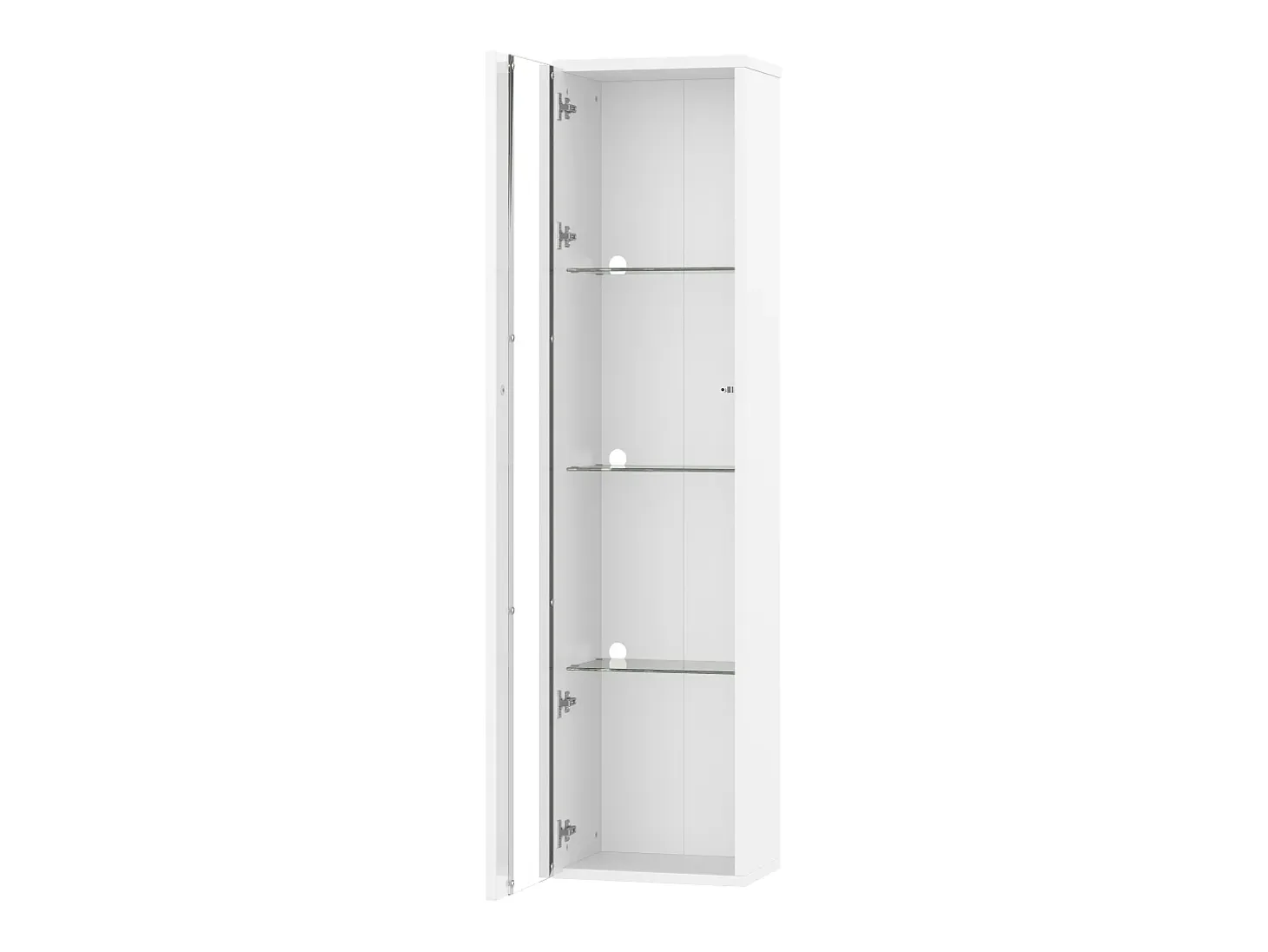 Vitrina con puerta acrílica e iluminación LED - estantes de cristal - Blanco 40 x 29 x 170 cm