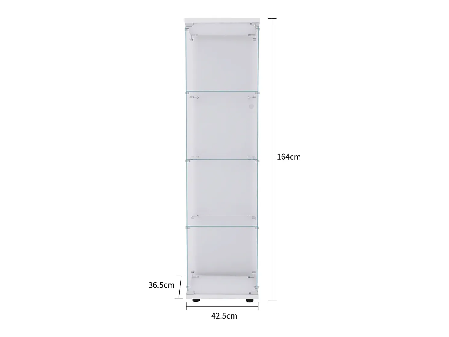Vitrina con puerta de cristal, 164 x 43 x 36 cm, 4 estantes, librería antigua independiente, color blanco