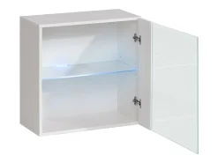 Vitrina cuadrada suspendida – Blanca – Colección SWITCH – Puerta de vidrio y LED incluidos – Diseño moderno