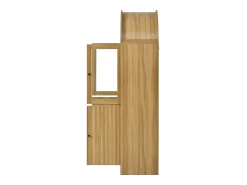Vitrina curva 78x40x176 cm - 4 puertas - Vitrina de cristal - Paneles de partículas - Natural