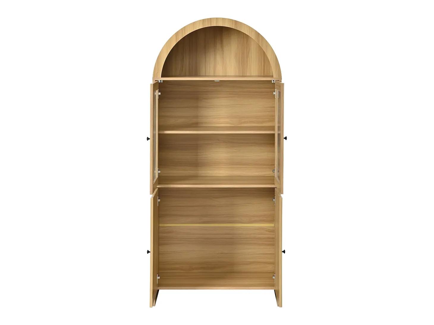 Vitrina curva 78x40x176 cm - 4 puertas - Vitrina de cristal - Paneles de partículas - Natural