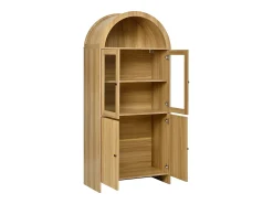 Vitrina curva 78x40x176 cm - 4 puertas - Vitrina de cristal - Paneles de partículas - Natural