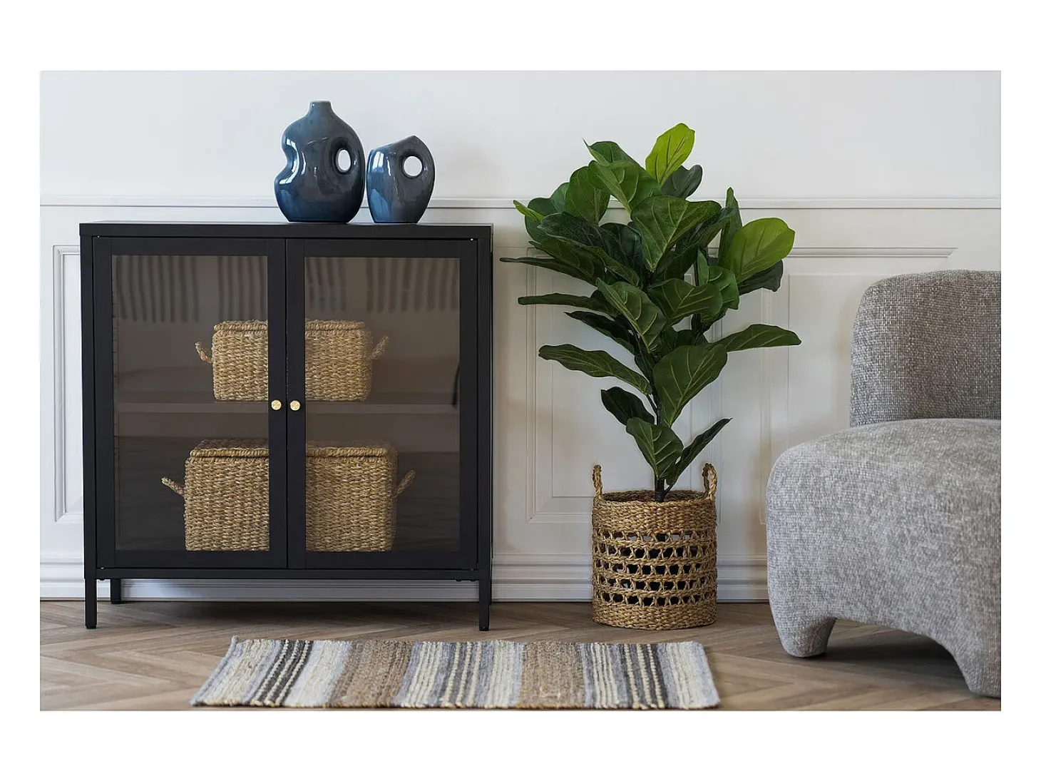 Vitrina Dalby, Negro, 35x80x80 cm, Kendra Home