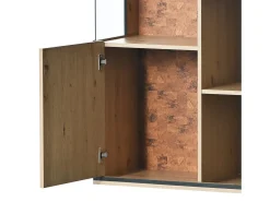 Vitrina de 150 cm Vitrina de natural con iluminación LED y estantes de almacenamiento - para salones y oficinas