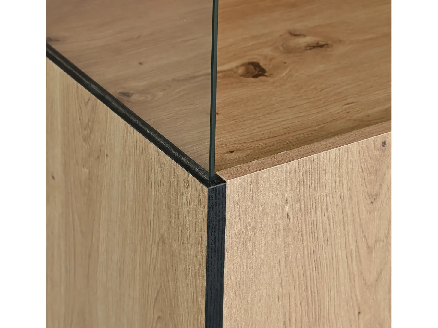 Vitrina de 150 cm Vitrina de natural con iluminación LED y estantes de almacenamiento - para salones y oficinas