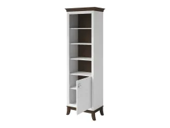 Vitrina de 1 puerta baja colección PALACE. Color blanco y roble oscuro.