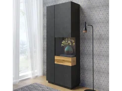 Vitrina de 2 puertas apertura por la derecha Andrea Gris antracita y Madera