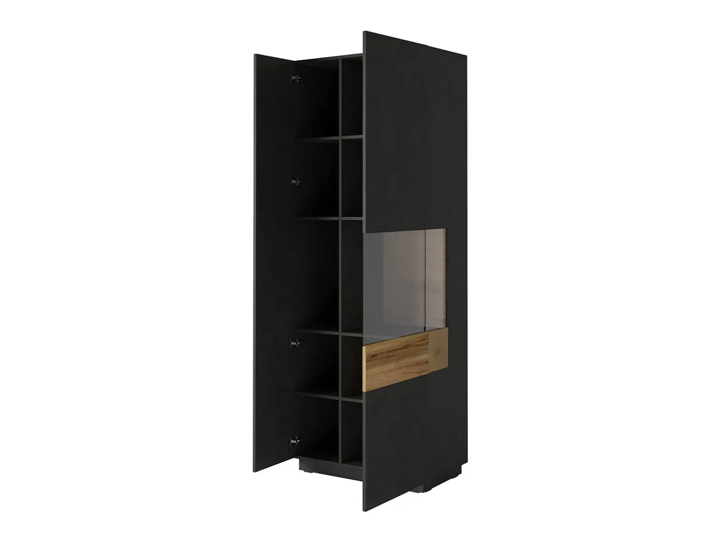 Vitrina de 2 puertas apertura por la derecha Andrea Gris antracita y Madera
