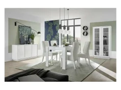 Vitrina de 2 puertas, colección CREAM, color blanco lacado brillante