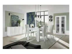 Vitrina de 2 puertas, colección CREAM, color blanco lacado brillante