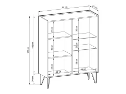 Vitrina de 2 puertas en laminado negro con cristal 97x122 cm
