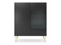 Vitrina de 2 puertas en laminado negro con cristal 97x122 cm