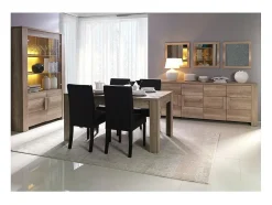 Vitrina de 4 puertas FARRA color roble dab canyon con LED