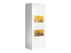 Vitrina de alto brillo - 61 x 42 x 162 cm - con LEDs + 1 estante de cristal - aglomerado - blanco
